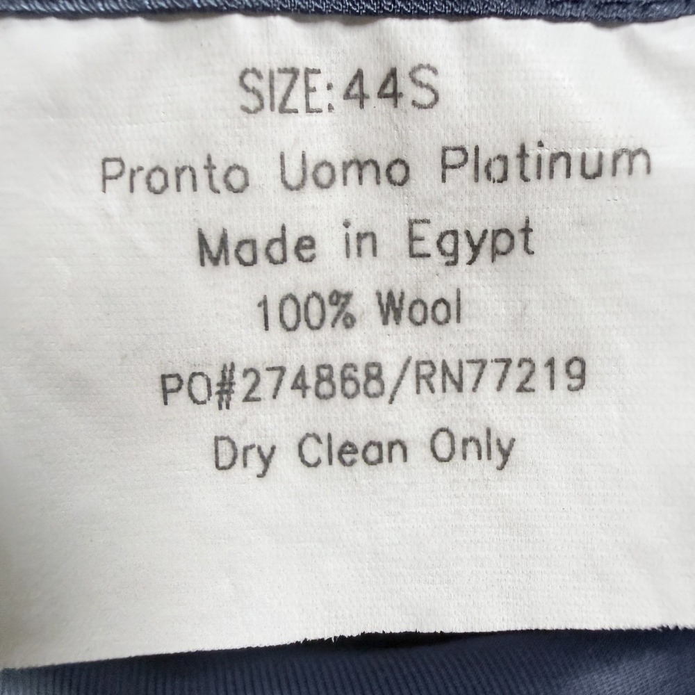 PRONTO UOMO Solid Blue 100% Wool Mens Windowpane Pattern Blazer - 44 Short - Picture 7 of 15